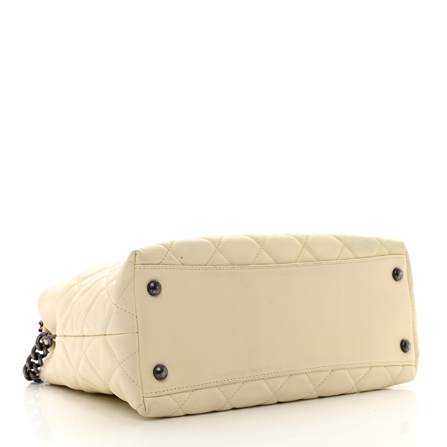 Chanel Calfskin Tweed Quilted Small Tote White Multicolor 4 of 14