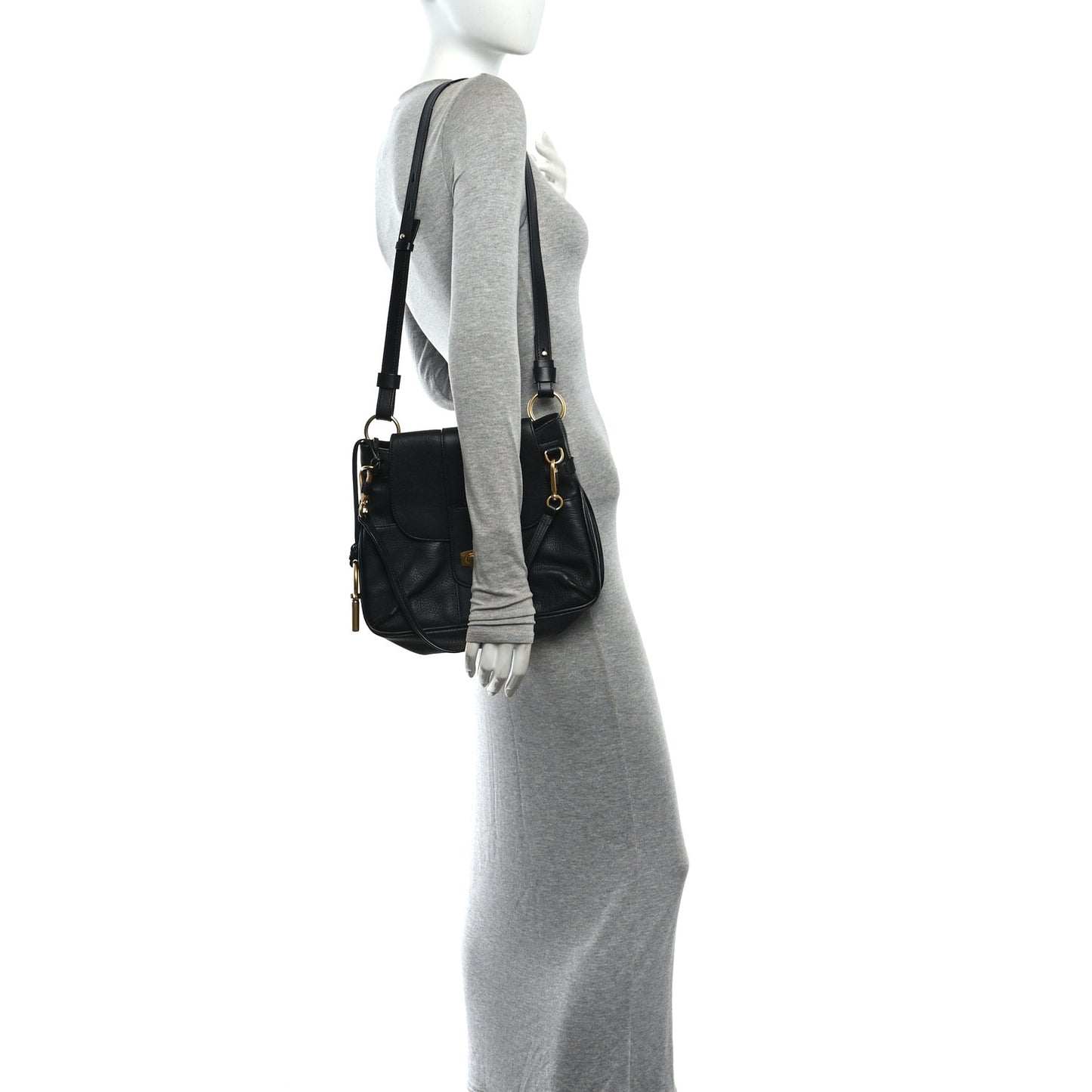 Grained Lambskin Calfskin Small Lexa Shoulder Bag Black