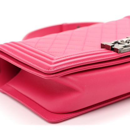 Chanel Lambskin Quilted Medium Boy Flap Dark Pink 9 of 11
