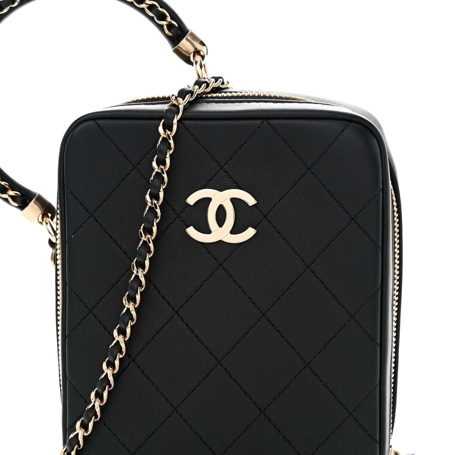 Chanel Calfskin Stitched Cup Of Tea Vanity Case Black 8 of 10