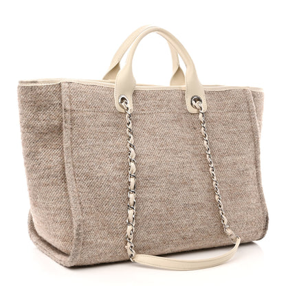 Chanel Mixed Fibers Calfskin Medium Deauville Tote Beige 3 of 14