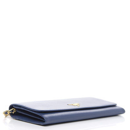 Prada Saffiano Metal Oro Chain Wallet Bleuette 4 of 10