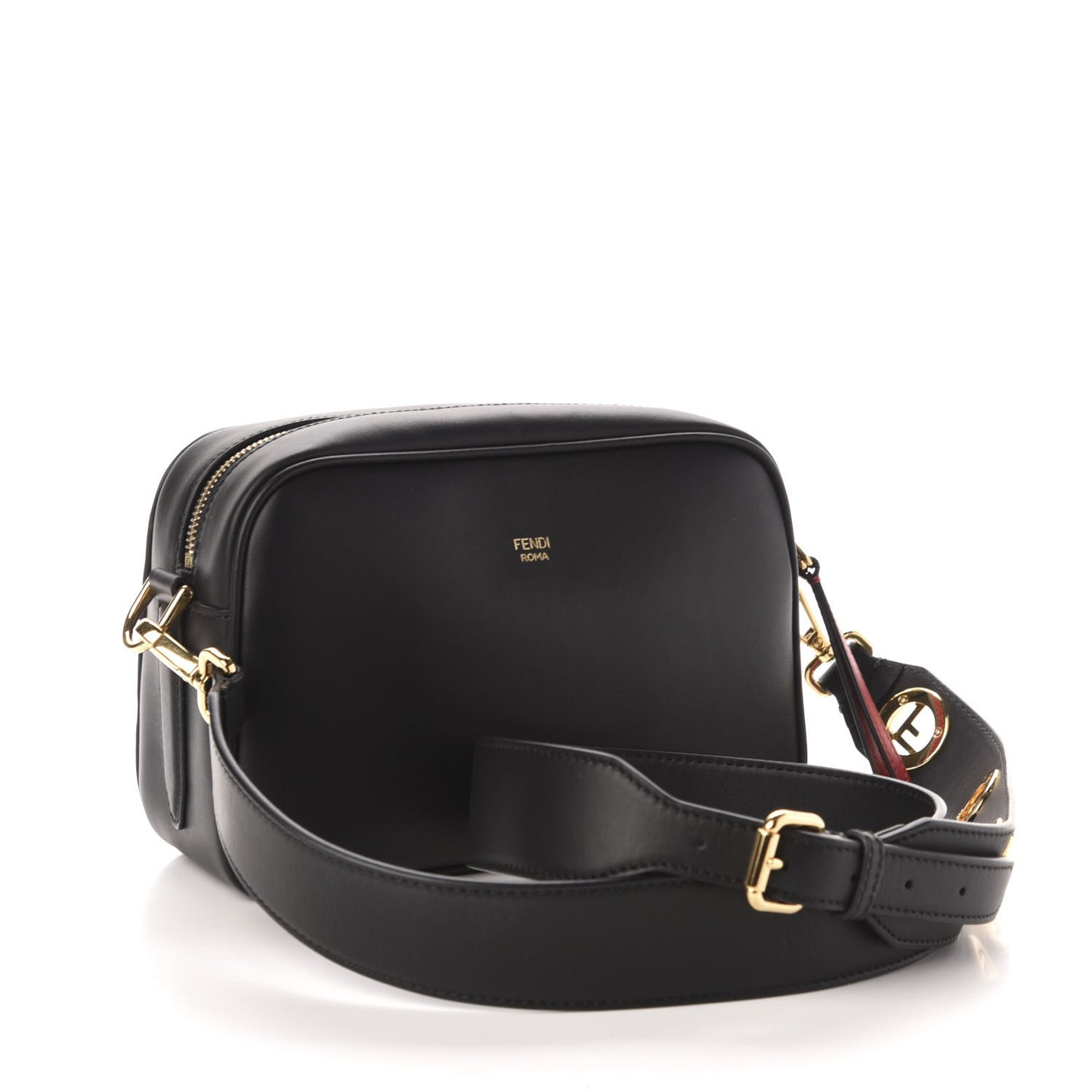 Vitello Century F is Fendi Bi-Color FF 1974 Embossed Camera Case Maya Black