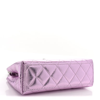 Chanel Metallic Aged Calfskin Quilted Nano Kelly Shopper Pink 4 of 11