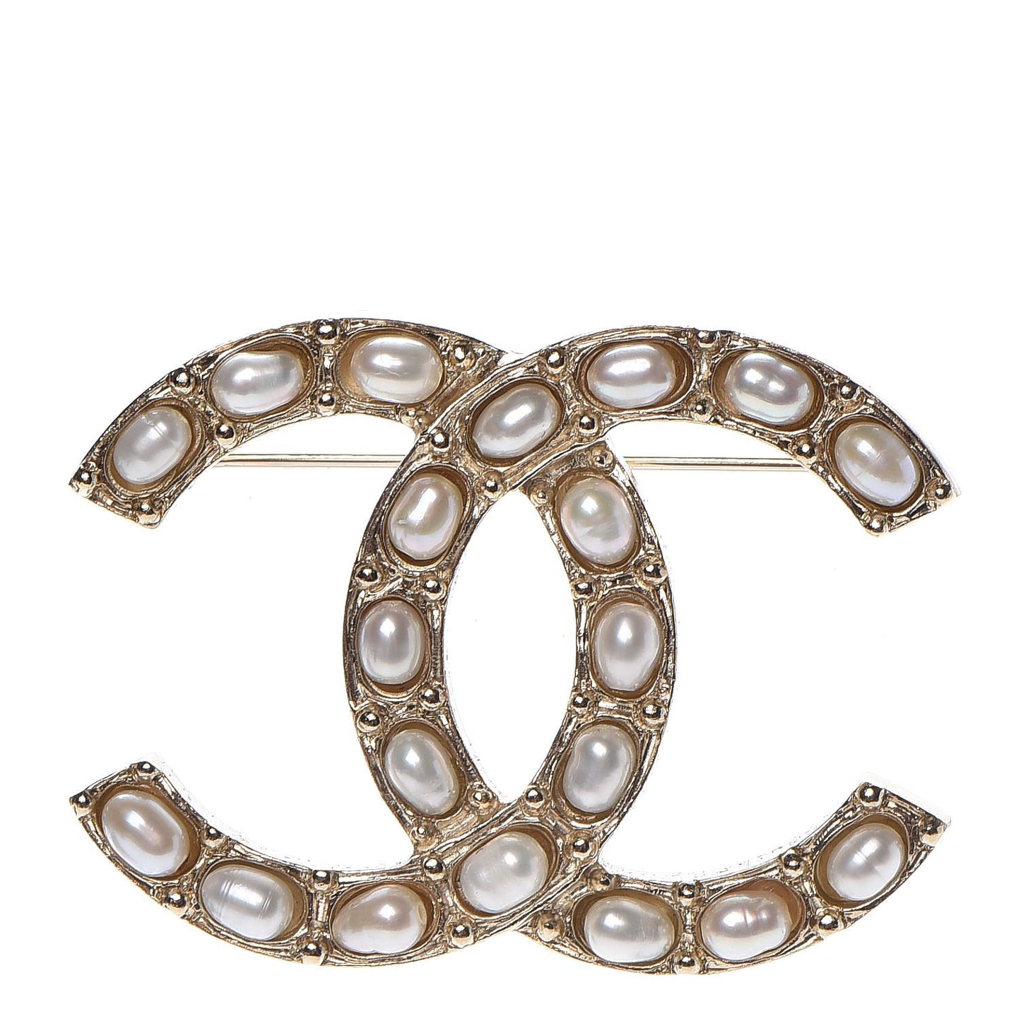 Pearl Studded CC Brooch Pin