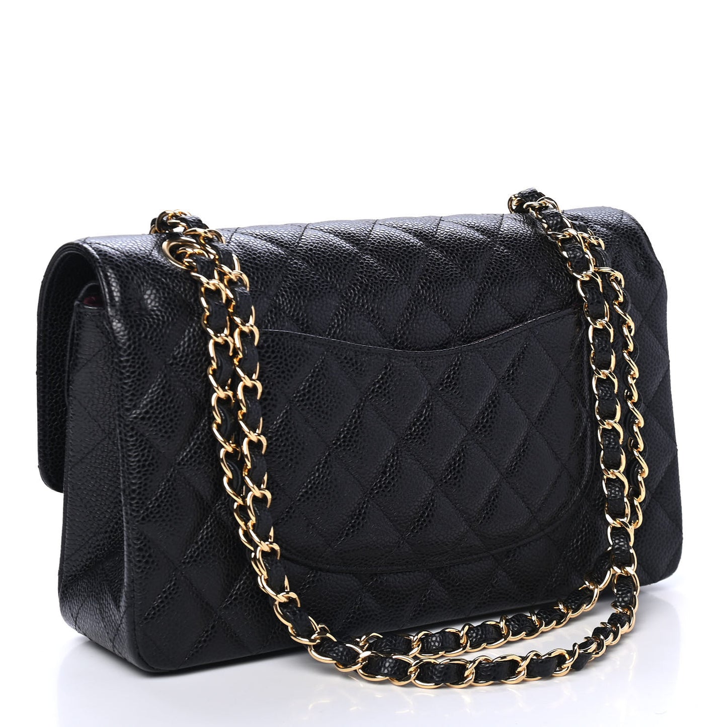 Caviar Quilted Medium Double Flap Black