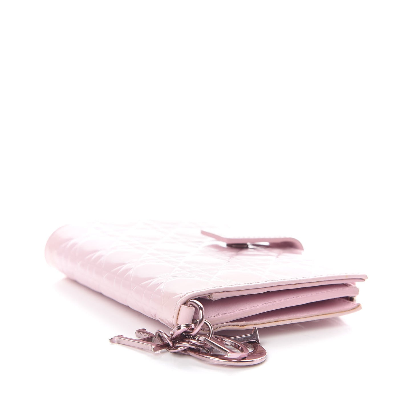 Patent Cannage Lady Dior Wallet Rose