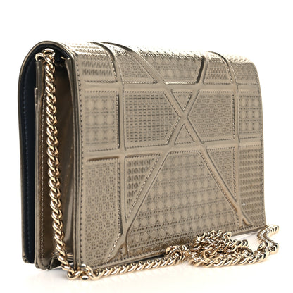 Christian Dior Metallic Patent Micro-Cannage Diorama Wallet on Chain Pouch Gold 2 of 10