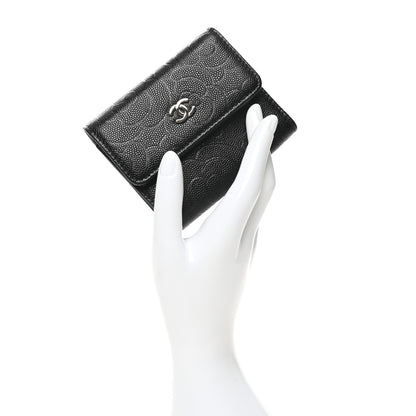 Chanel Caviar Camellia Embossed Compact Wallet Black 2 of 11