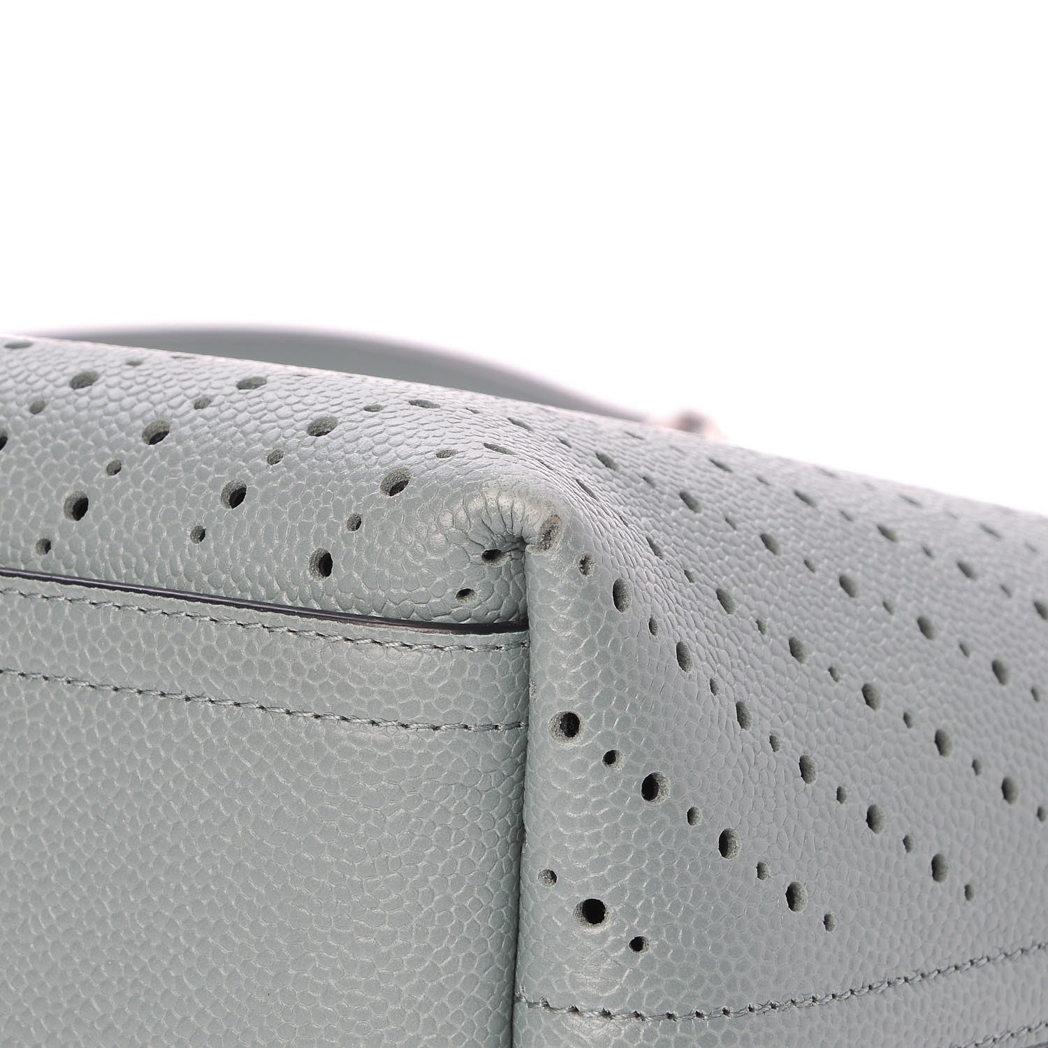Chanel Perforated Grained Calfskin Large Shopping Tote Green 12 of 15