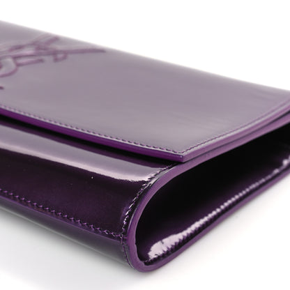 Saint Laurent Patent Calfskin Monogram Large Belle De Jour Clutch Purple 8 of 8