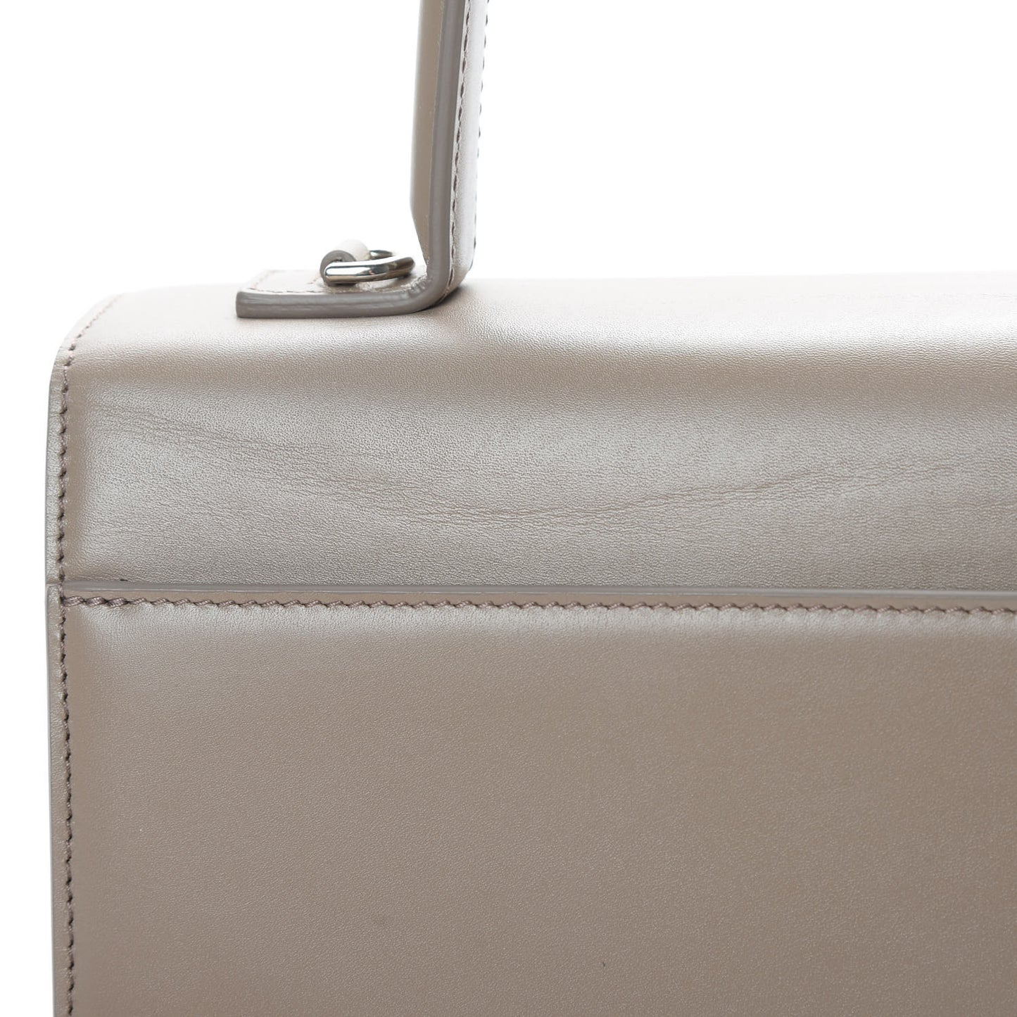 Box Calfskin Medium Sharp Top Handle Bag Mink Grey