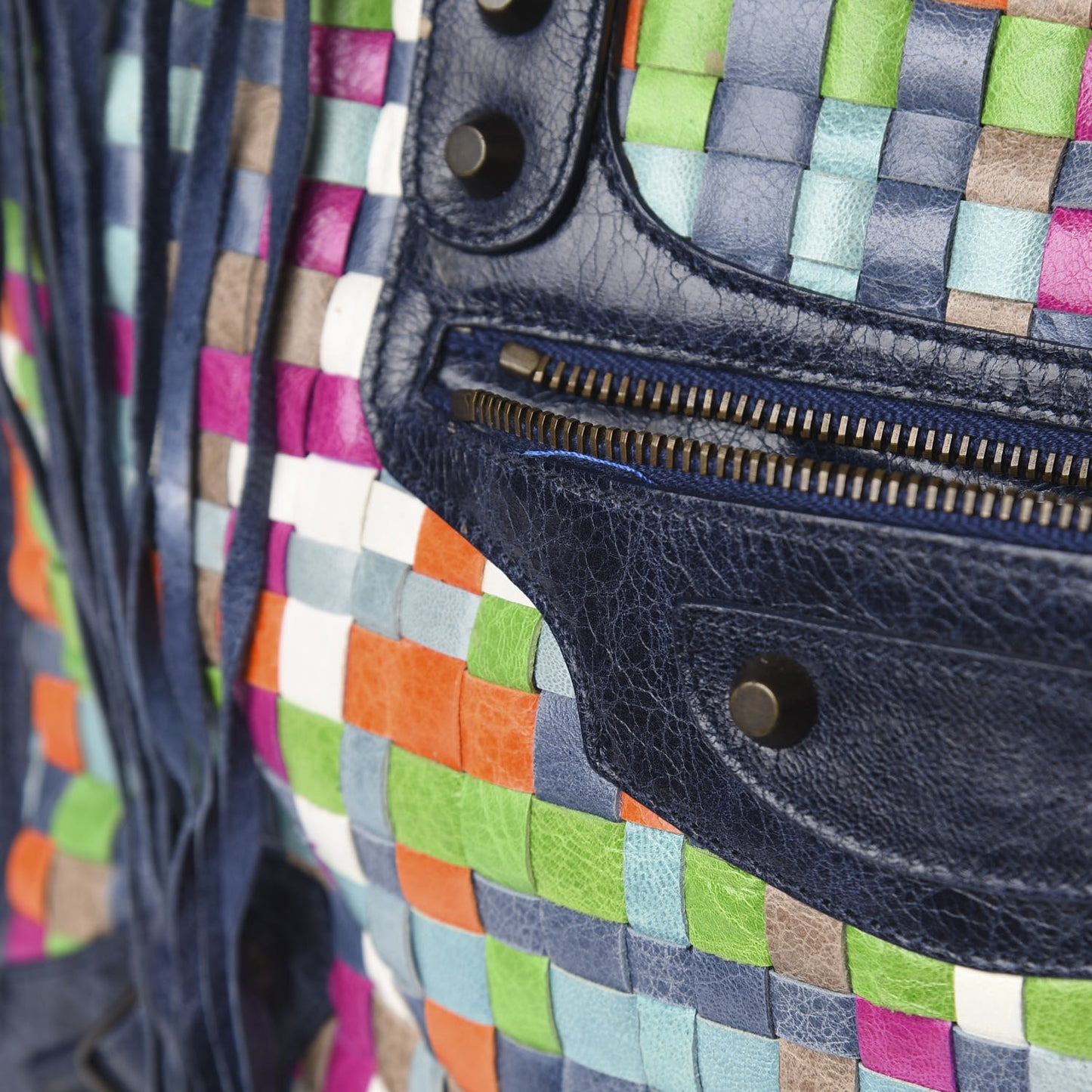 Agneau Lattice Woven Classic Hardware City Multicolor