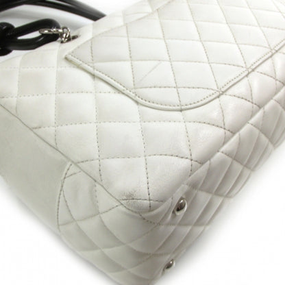 Chanel Calfskin Quilted Large Cambon Bowler White Black 5 of 13