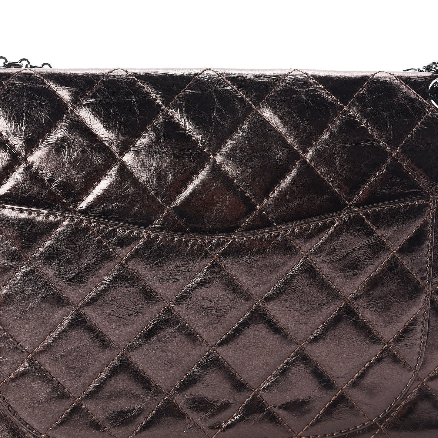 Metallic Aged Calfskin Quilted 2.55 Reissue 227 Flap Bronze