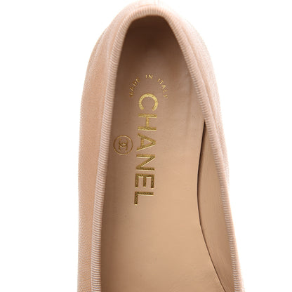 Chanel Caviar CC Cap Toe Ballerina Flats 38 Beige 6 of 9