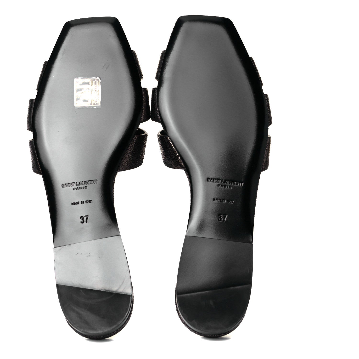 Saint Laurent Evora Nu Pied 05 Slide Sandals 37 Black Gunmetal 5 of 8
