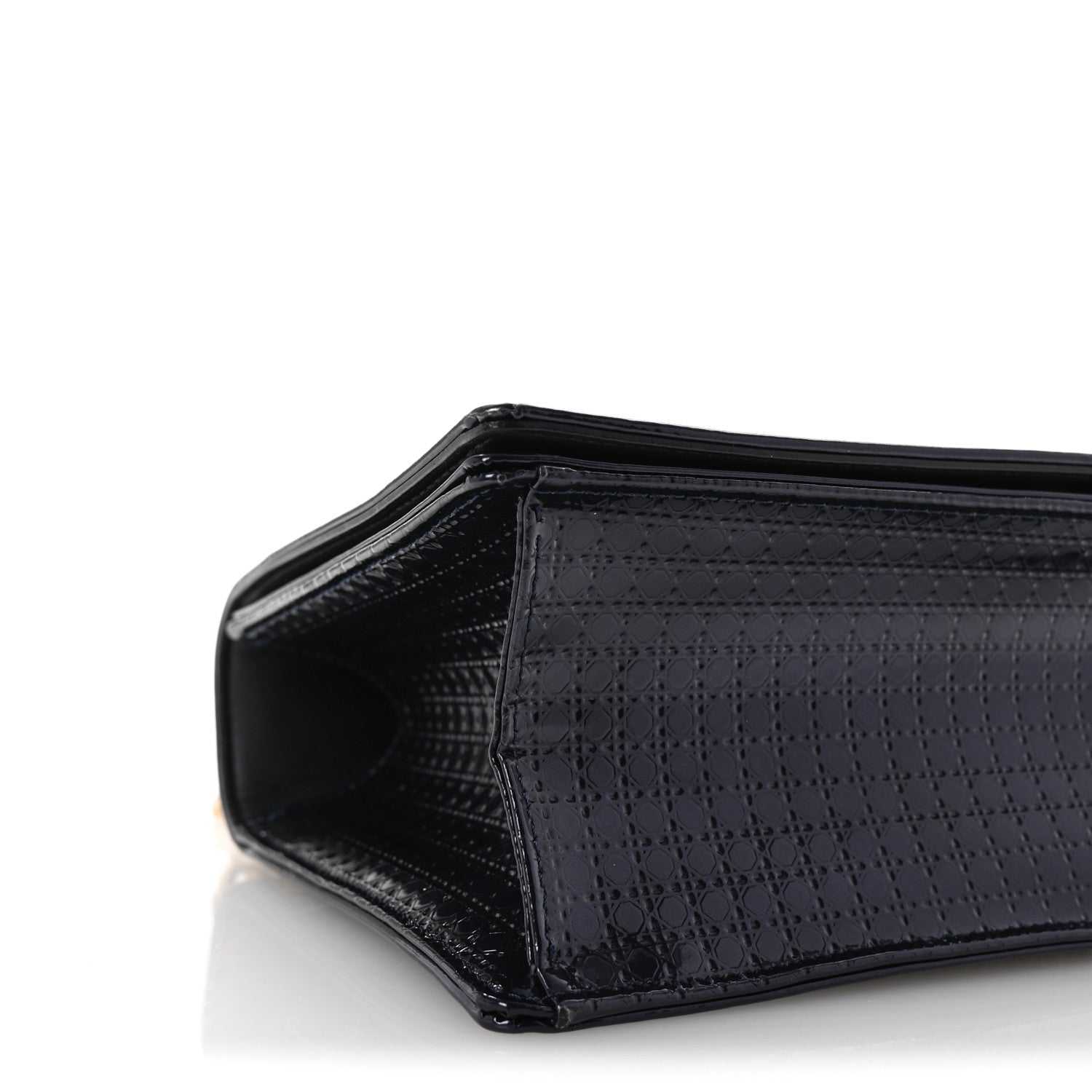 Christian Dior Metallic Patent Micro-Cannage Medium Diorama Flap Bag Navy Blue 9 of 10