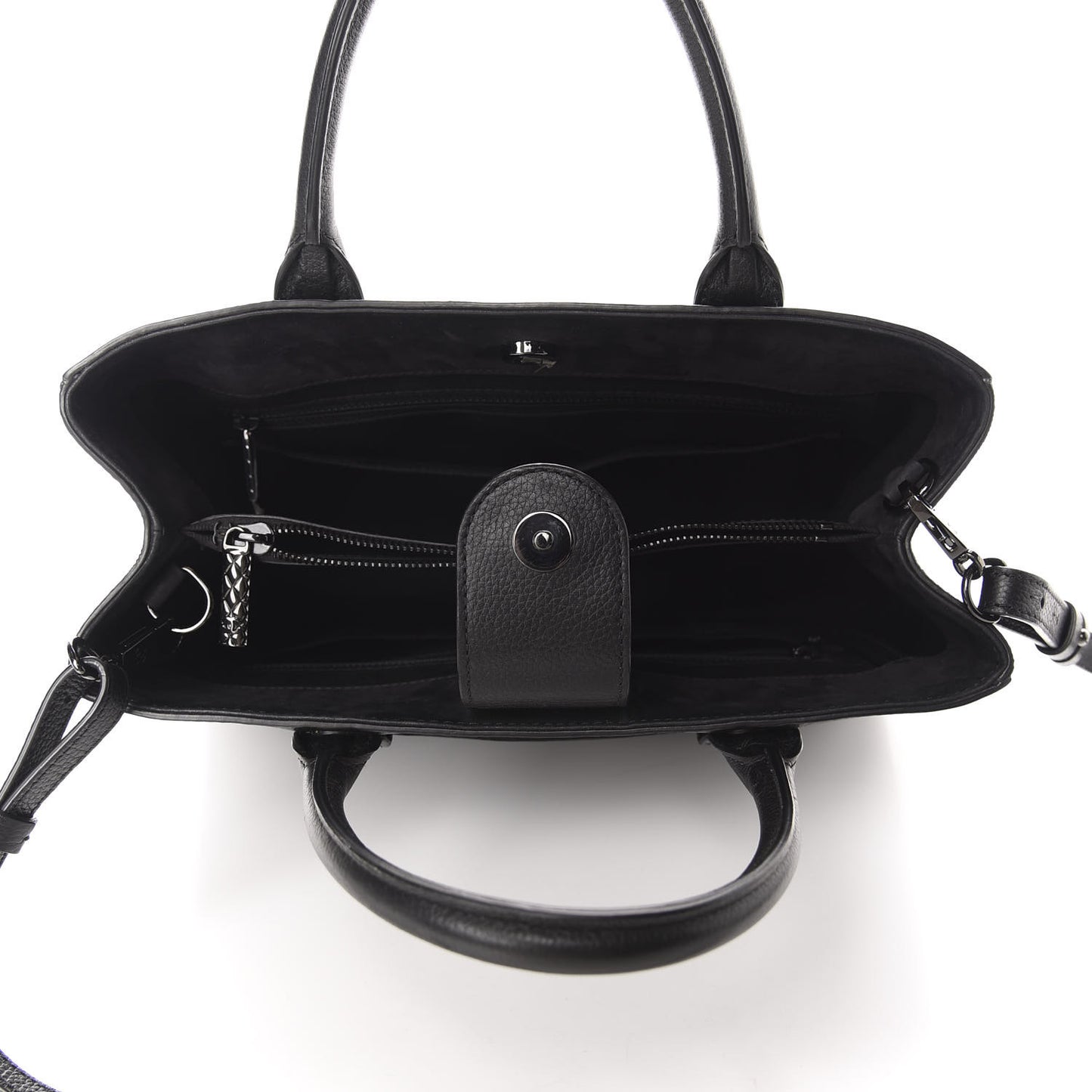 Grained Calfskin Suede Small Neo Executive Shopper Tote Black
