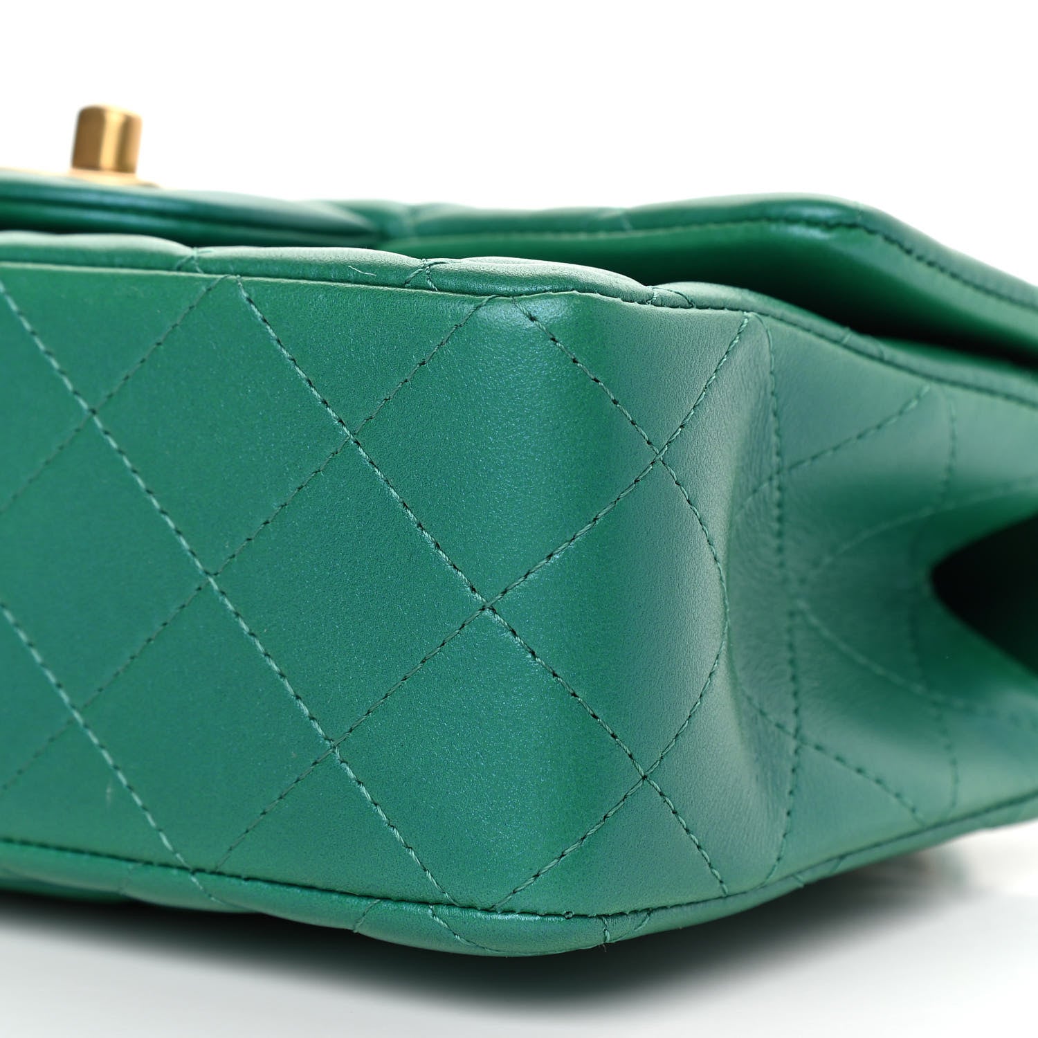 Chanel Iridescent Lambskin Quilted Mini Top Handle Rectangular Flap Green 10 of 11