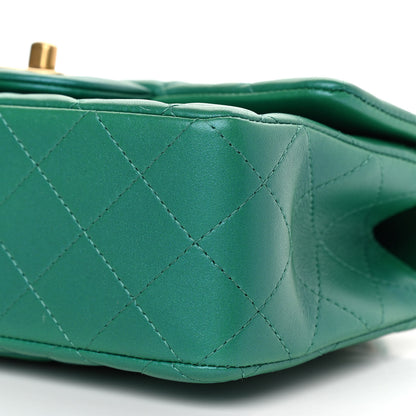 Chanel Iridescent Lambskin Quilted Mini Top Handle Rectangular Flap Green 10 of 11