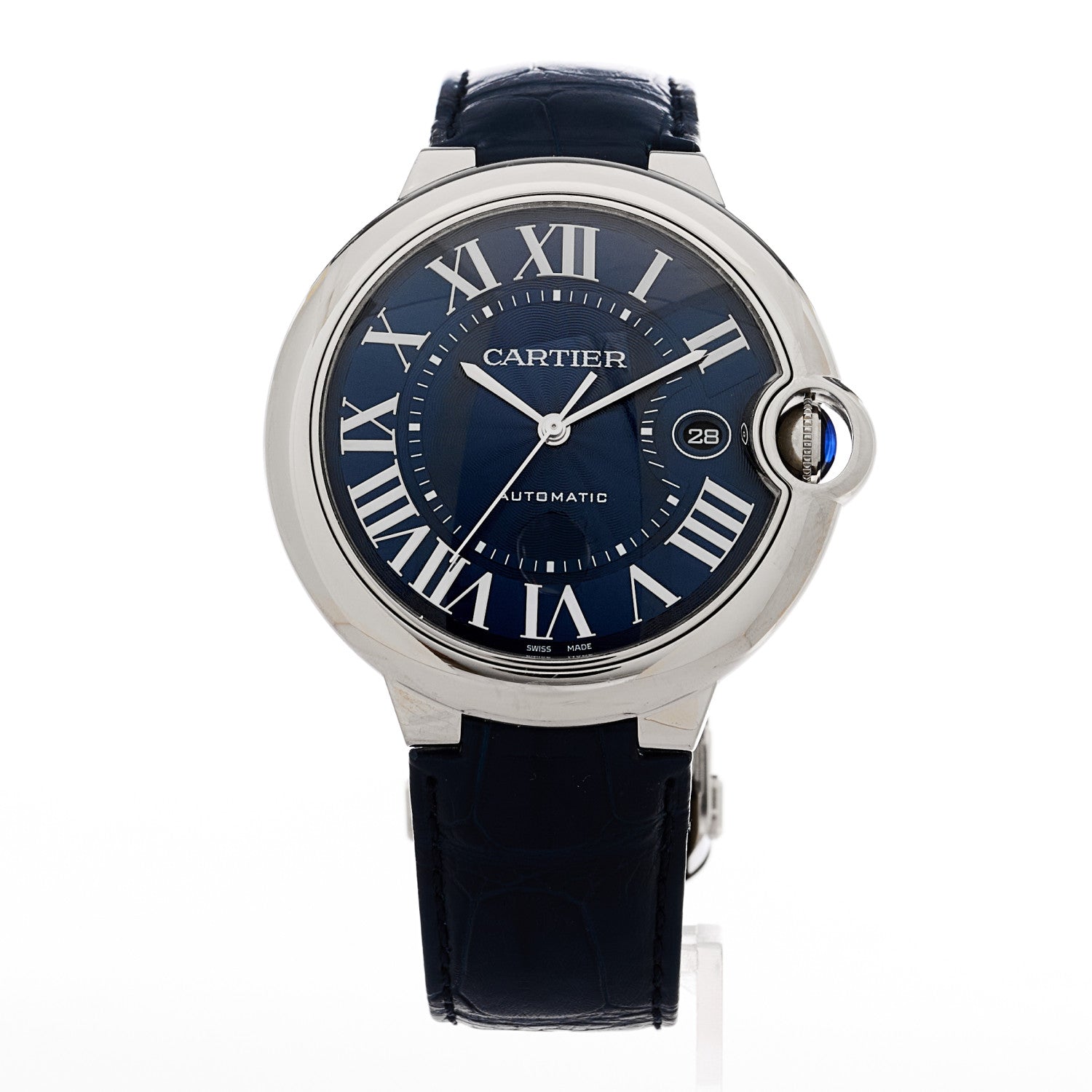 Cartier Stainless Steel Alligator 42mm Ballon Bleu De Cartier Automatic Watch Blue 1 of 5