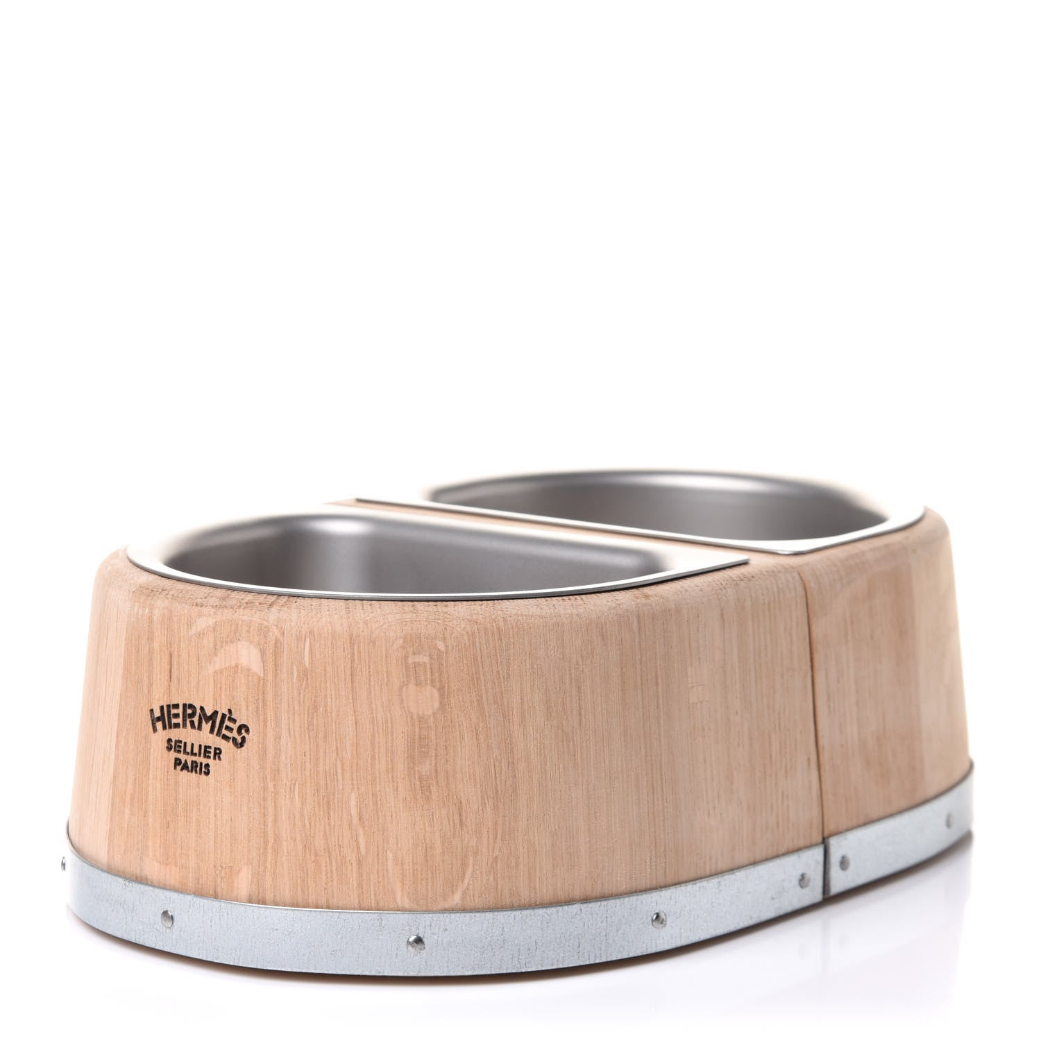 Hermes Oak Wood Small Chaine d'Ancre Dog Bowl Naturel 1 of 7