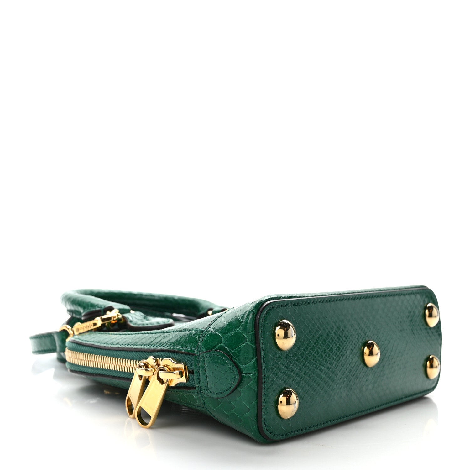 Gucci Shiny Snakeskin Mini Horsebit 1955 Top Handle Bag Emerald 4 of 10