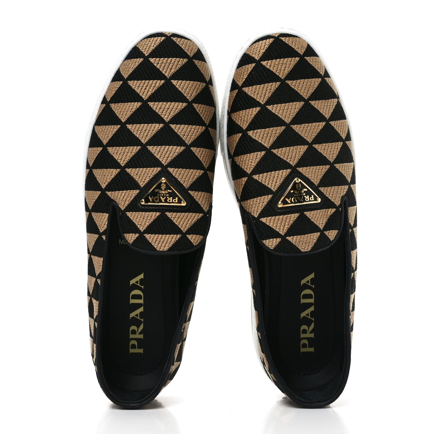 Jacquard Trianglolo Symbole Embroidered Metal Triangle Logo Slip On Sneakers 37.5 Corda Black