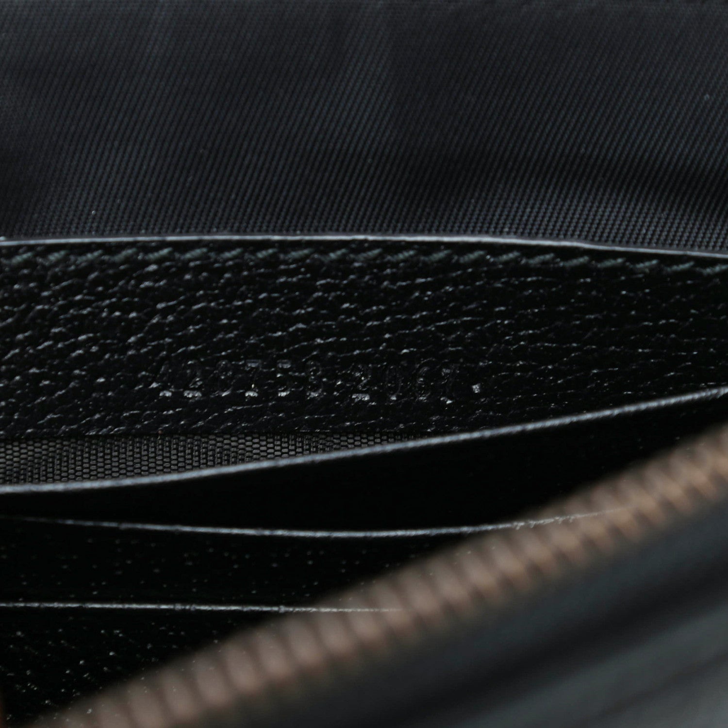 Gucci Dollar Calfskin Boar Effect Web Zip Wristlet Pouch Black 6 of 6