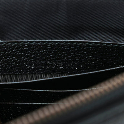 Gucci Dollar Calfskin Boar Effect Web Zip Wristlet Pouch Black 6 of 6