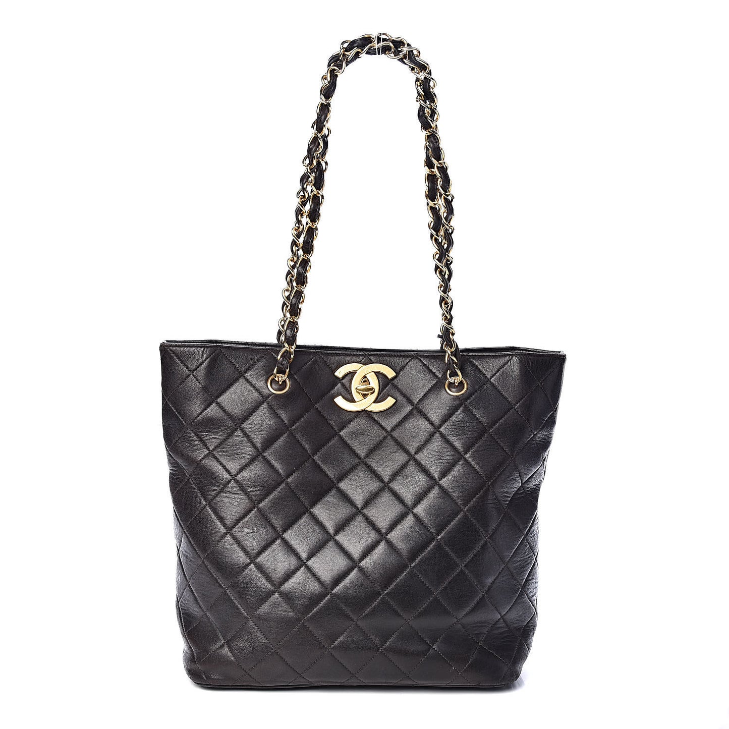 Lambskin Shopping Tote Black