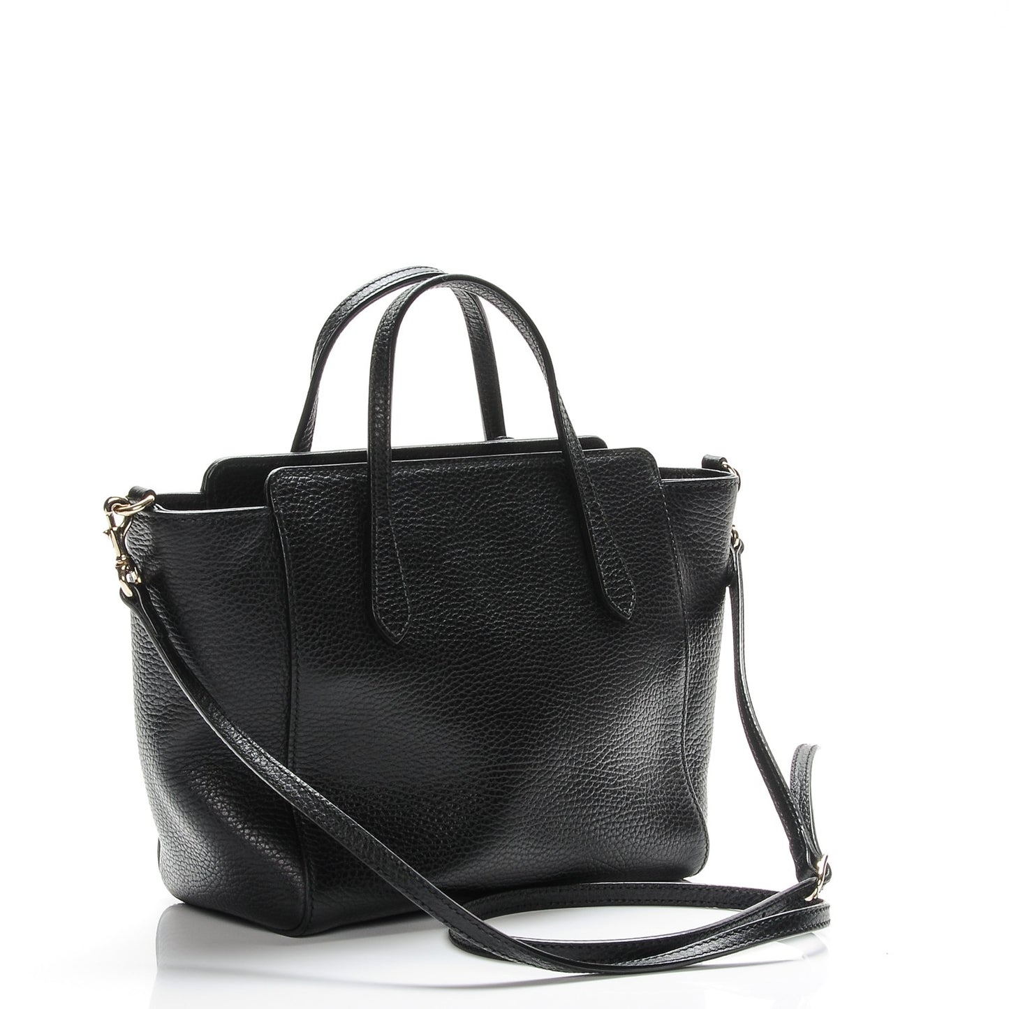 Dollar Calfskin Mini Swing Top Handle Bag Black