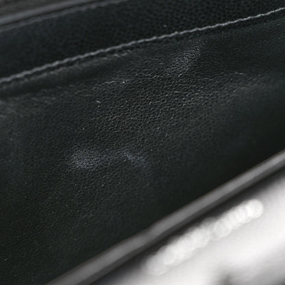 Saint Laurent Grain De Poudre Matelasse Chevron Monogram Monochrome Chain Wallet Black 7 of 11