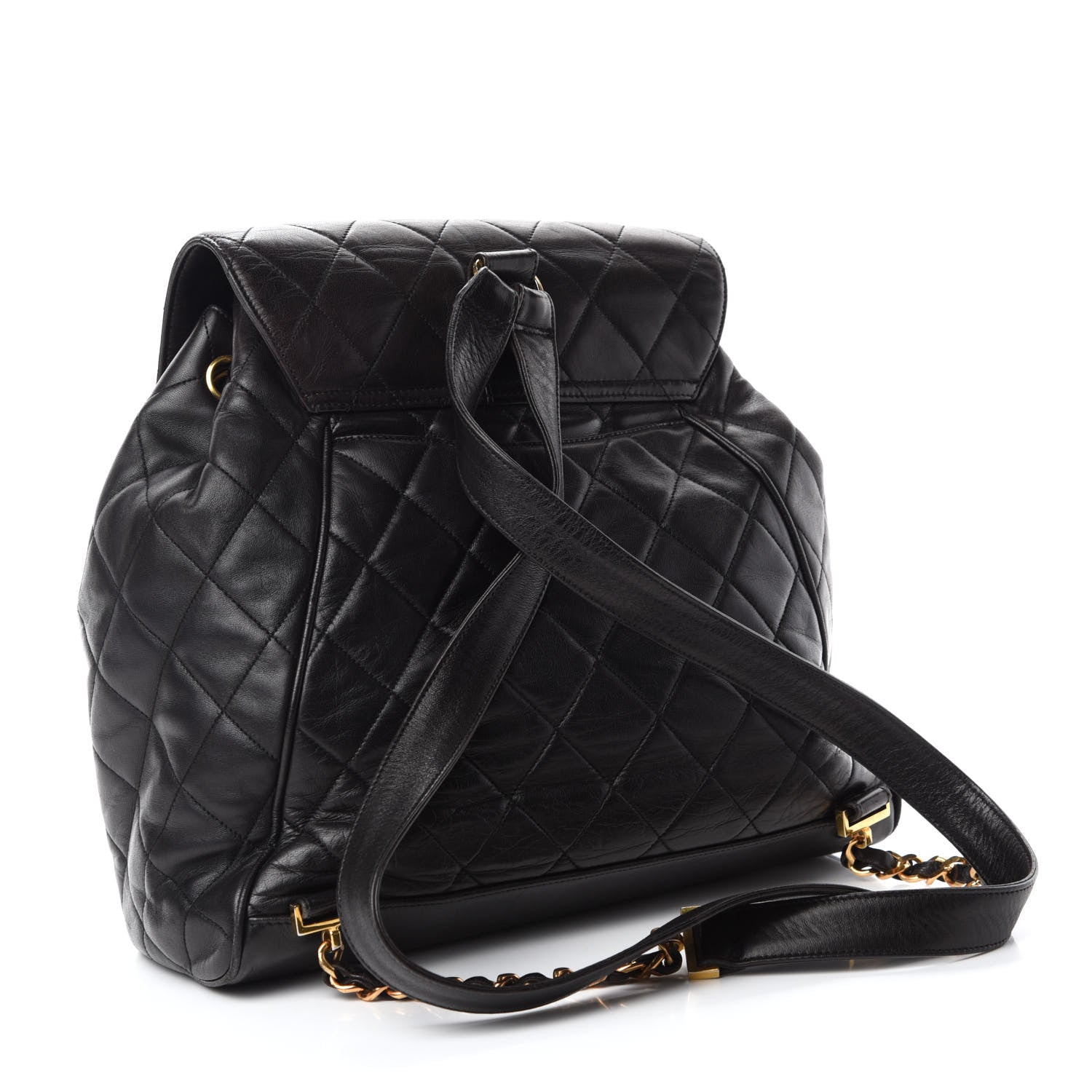 Chanel Lambskin Quilted Drawstring Backpack Black 3 of 10