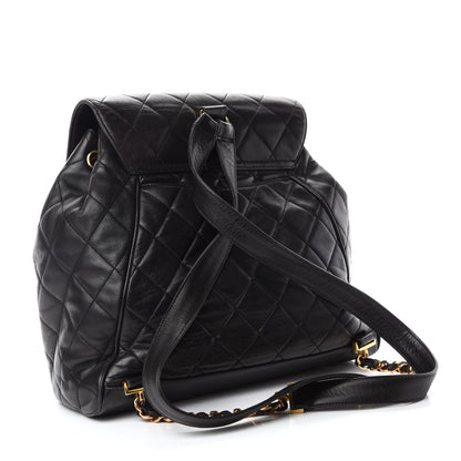 Chanel Lambskin Quilted Drawstring Backpack Black 3 of 10