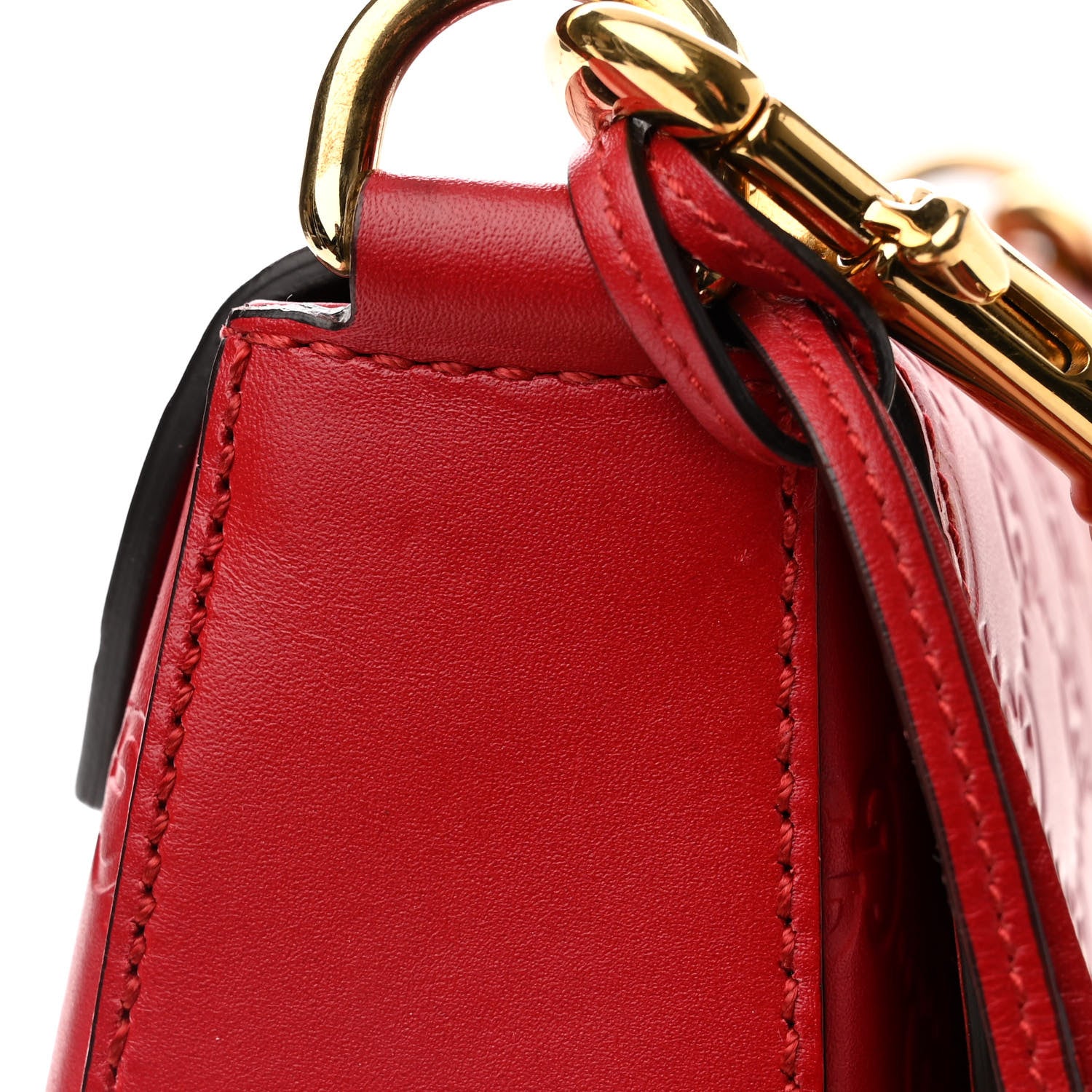 Gucci Guccissima Web Medium Padlock Messenger Shoulder Bag Hibiscus Red 13 of 14