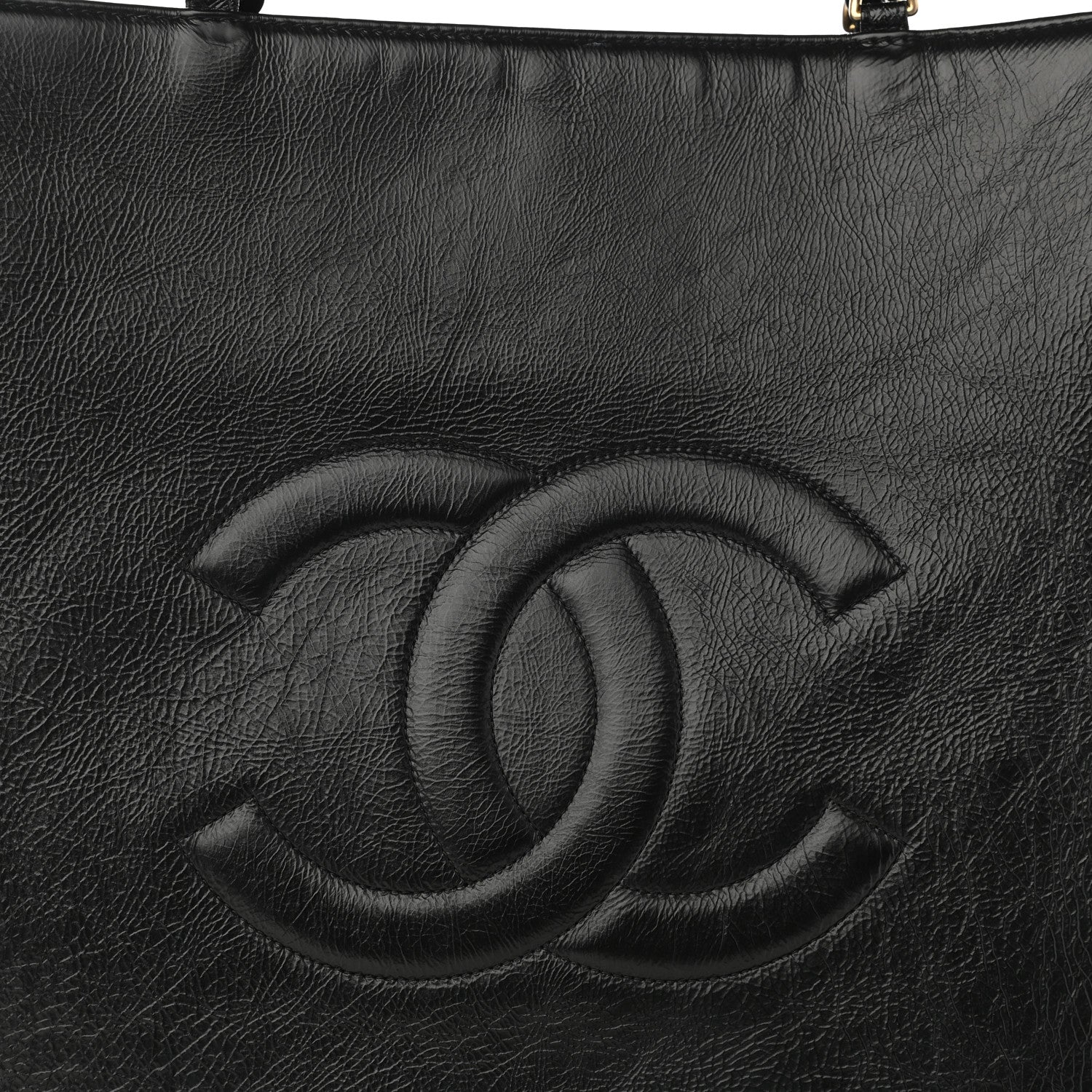 Chanel Shiny Aged Calfskin North South Shopping Bag Black 8 of 10