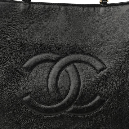 Chanel Shiny Aged Calfskin North South Shopping Bag Black 8 of 10