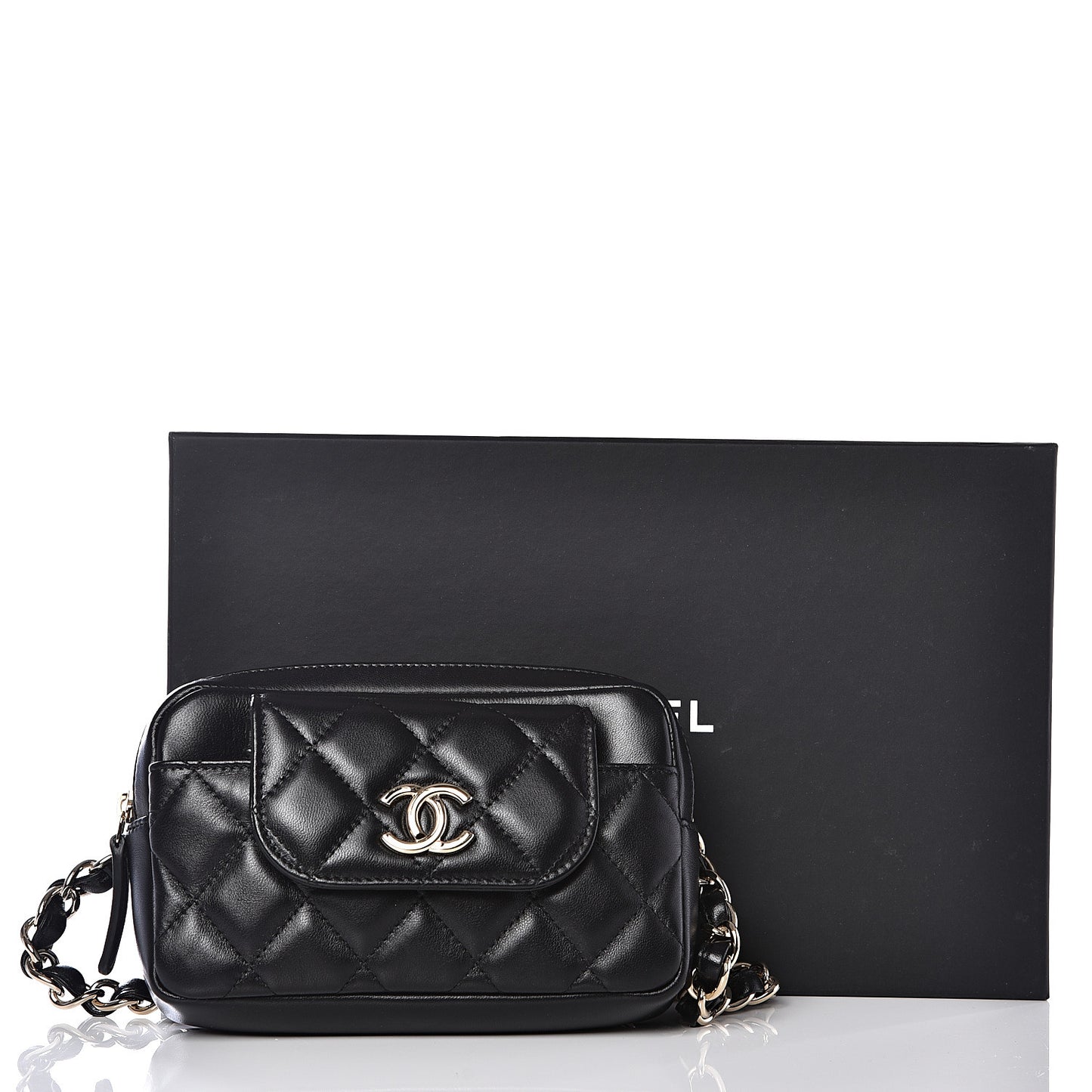 Lambskin Quilted Waist Bag Black
