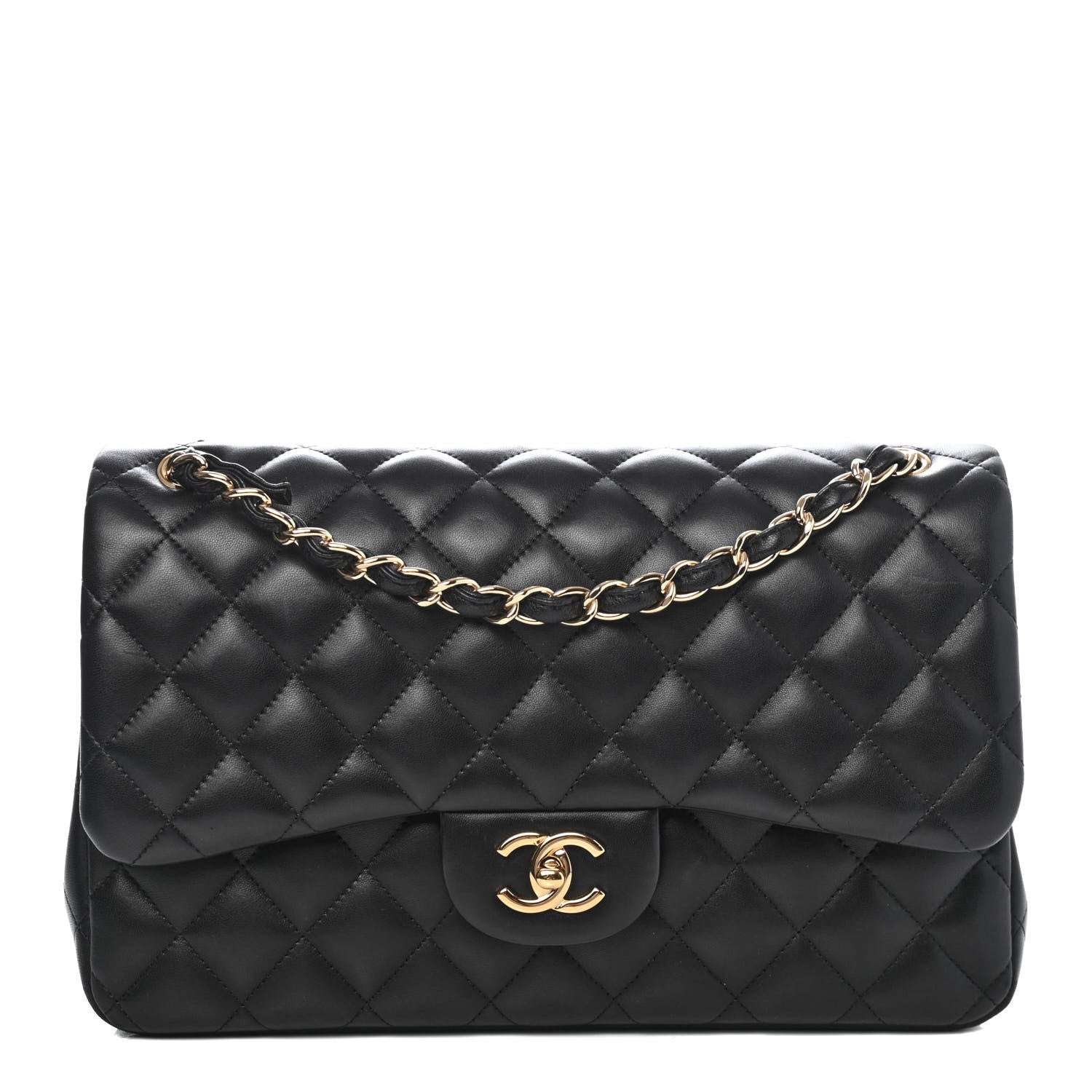 Chanel Lambskin Quilted Jumbo Double Flap Black 1 of 4