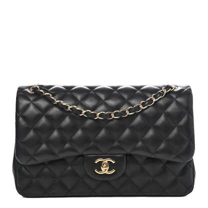 Chanel Lambskin Quilted Jumbo Double Flap Black 1 of 4