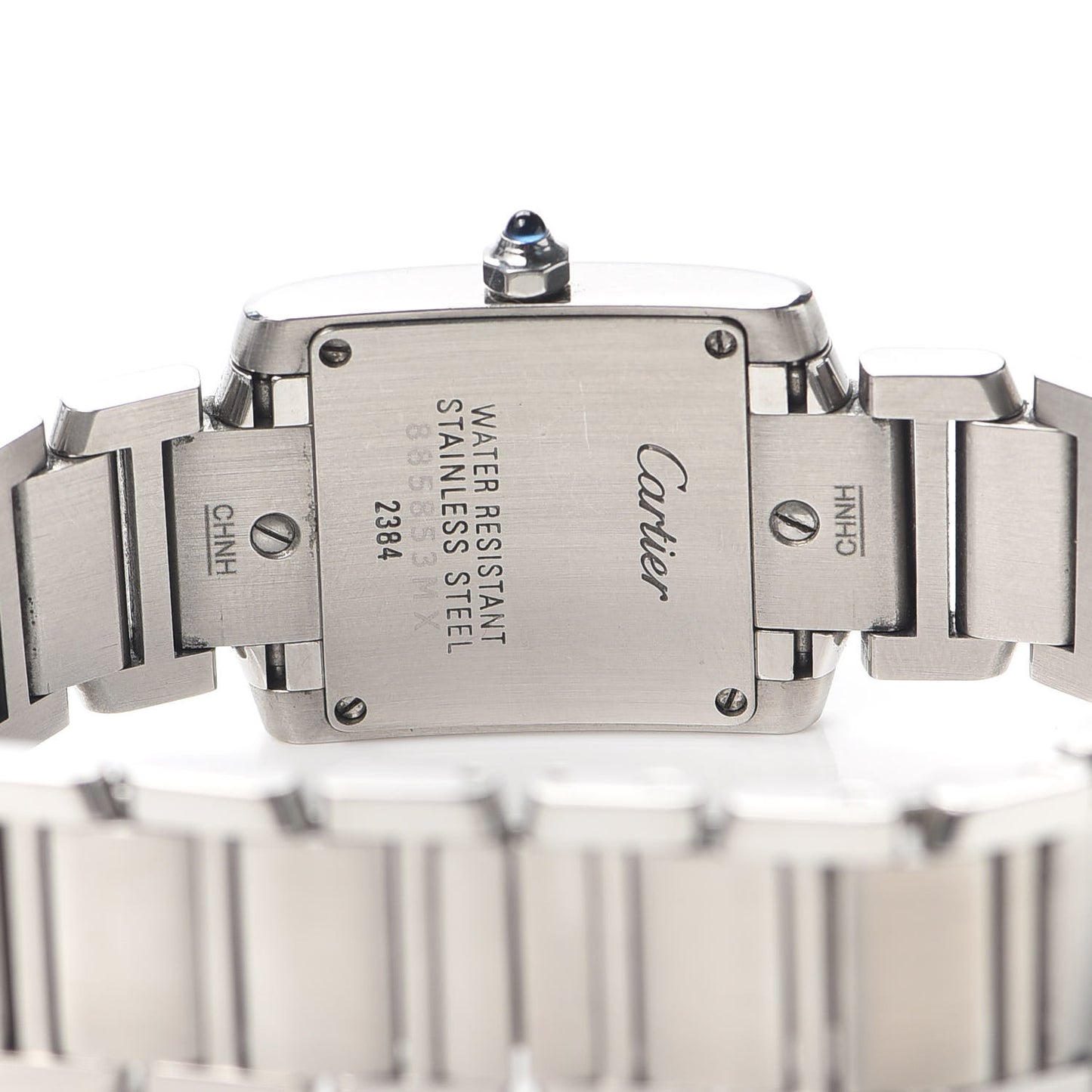 Stainless Steel Blue Mother of Pearl 20mm Tank Francaise Quartz Watch