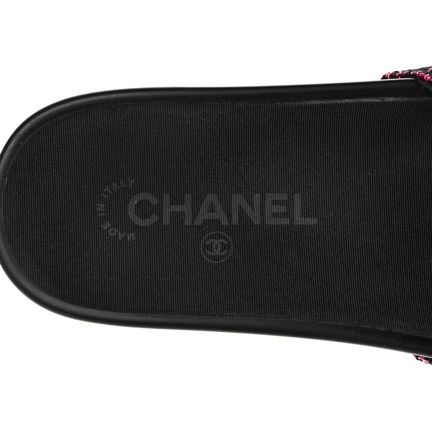 Chanel Tweed Grosgrain Camellia CC Flat Mules 36 Black Pink 7 of 8