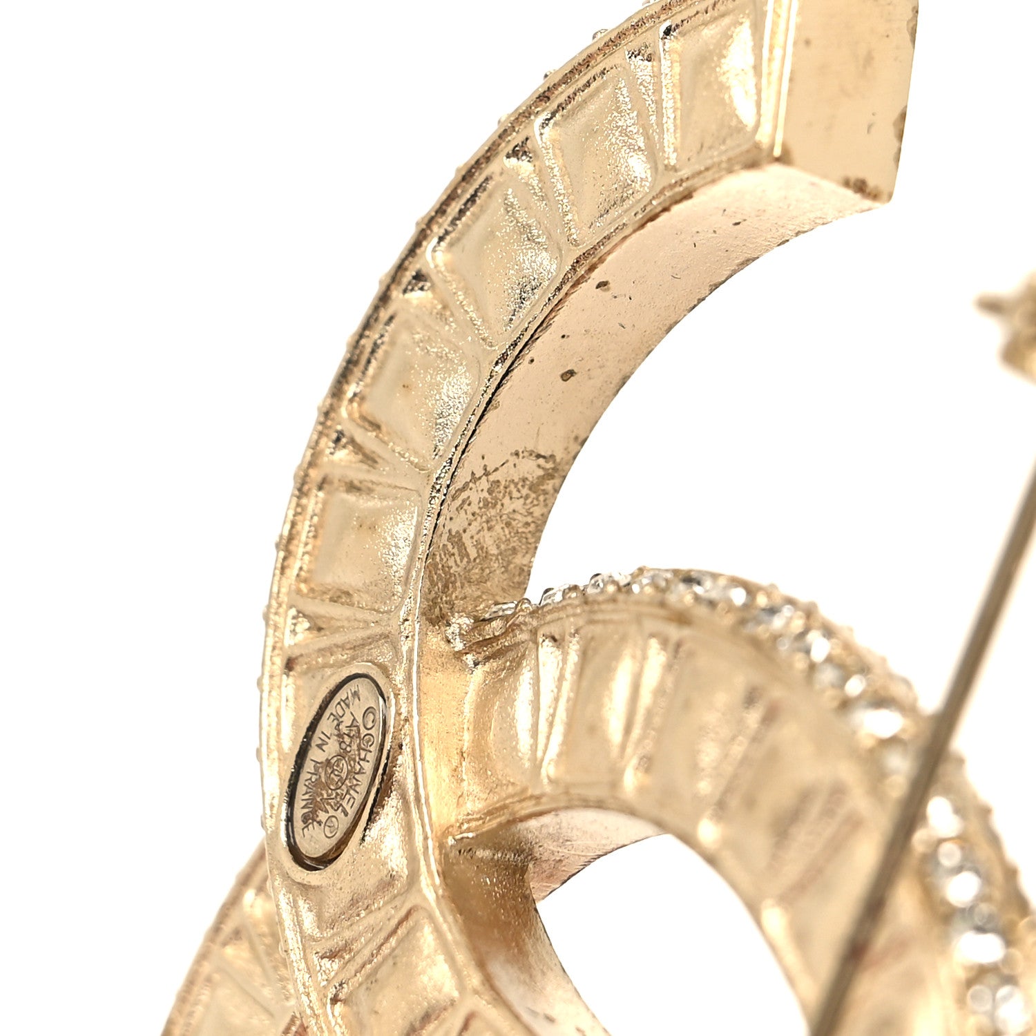 Chanel Baguette Crystal CC Brooch Gold 4 of 5