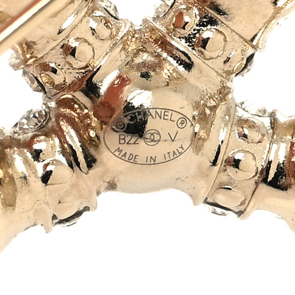 Chanel Pearl Crystal Nefertiti CC Brooch Gold 3 of 3