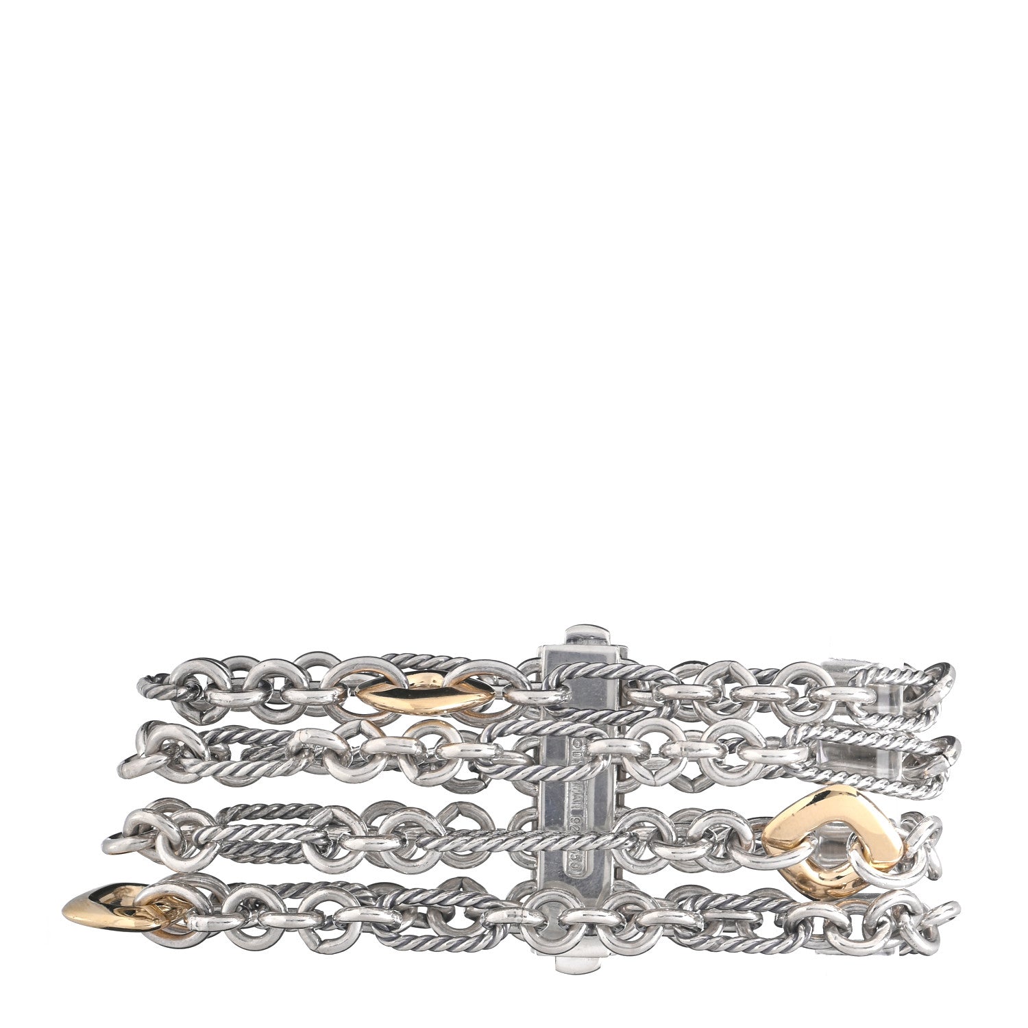 David Yurman Sterling Silver 18K Yellow Gold 4 Strand Bracelet 1 of 4