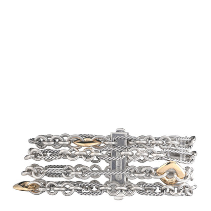 David Yurman Sterling Silver 18K Yellow Gold 4 Strand Bracelet 1 of 4