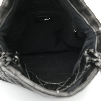 Chanel Metallic Calfskin Quilted Large Chain Me Hobo Dark Grey 5 of 9
