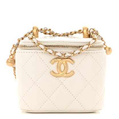 Chanel Calfskin Quilted Mini Perfect Fit Vanity Case With Chain White 1 of 13